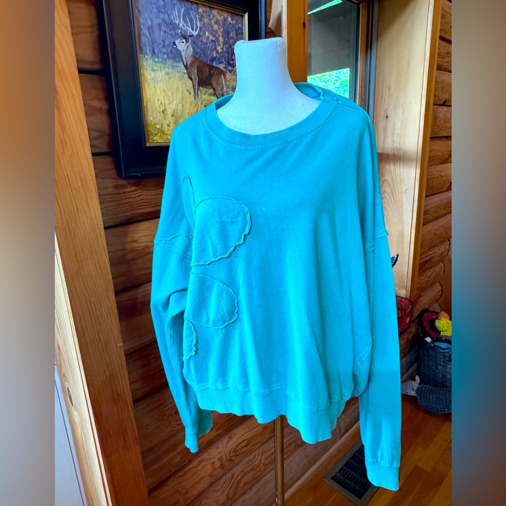 Easel Turquoise Oversized Sweatshirt